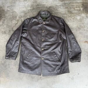 Eddie Bauer Leather Jacket Men's XL Black Button Up Thinsulate Lined